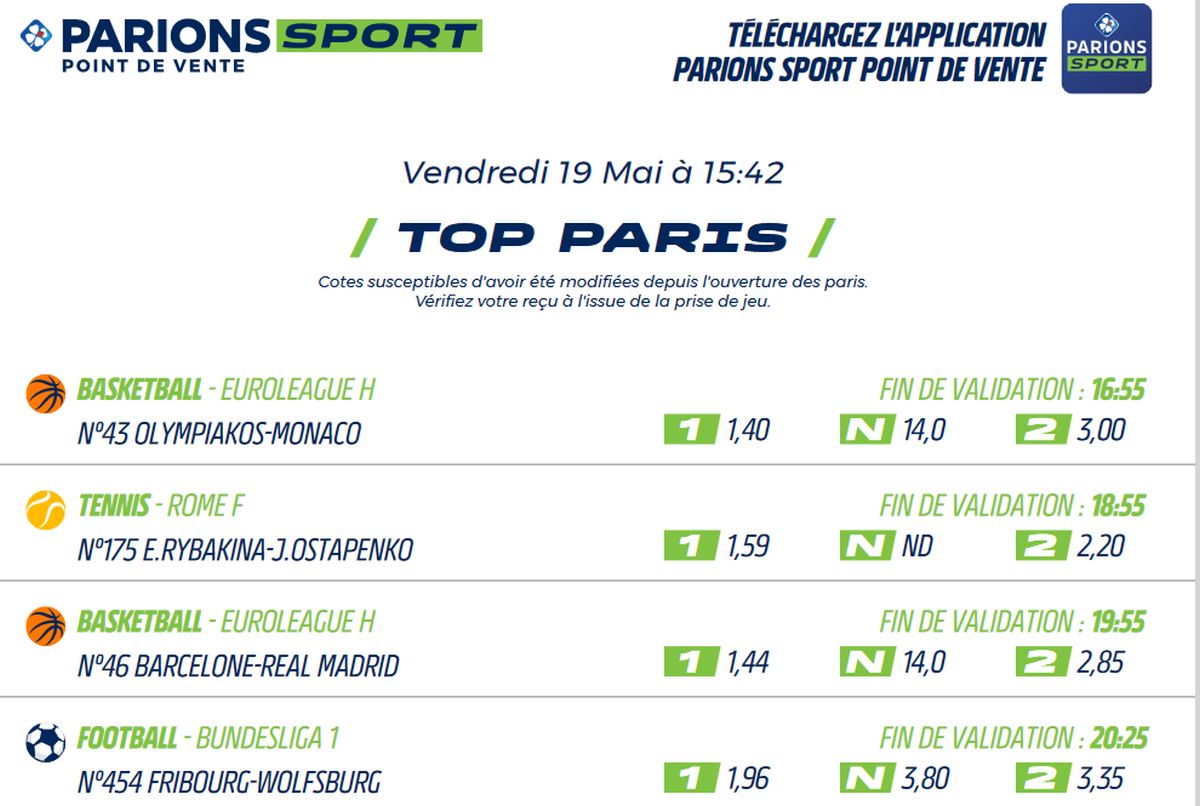 Liste Parions Sport PDF